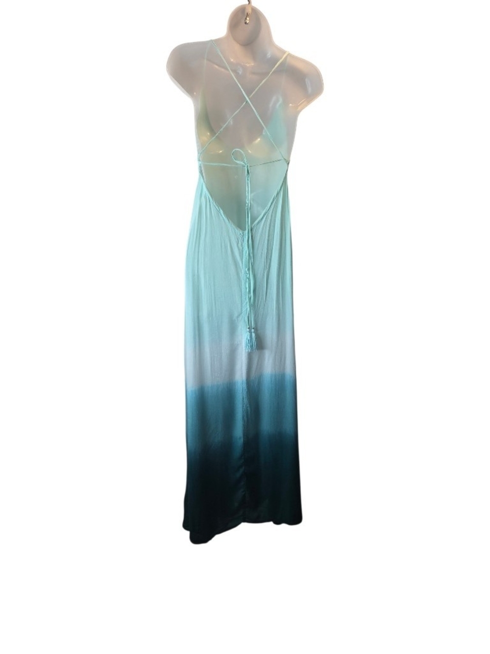 Tiare Hawaii Seafoam Ombre Maxi Tropical Boho Goddess Dress Sz M/L - Picture 6 of 14